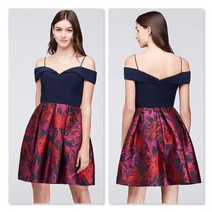 Morgan & Co. Cold Shoulder Jacquard Fit & Flare Dress size 1/2